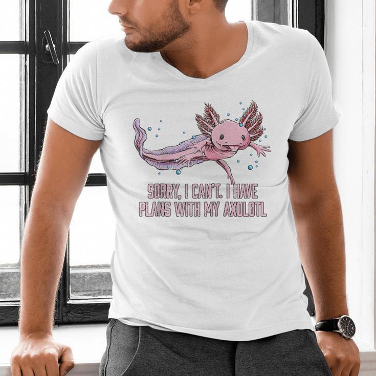 I Have Plans With My Axolotl Salamander Introvert Raglan Baseball Tee Men's V-Neck T-Shirt I Have Plans With My Axolotl Salamander Introvert Raglan Baseball Tee Men's V-Neck T-Shirt