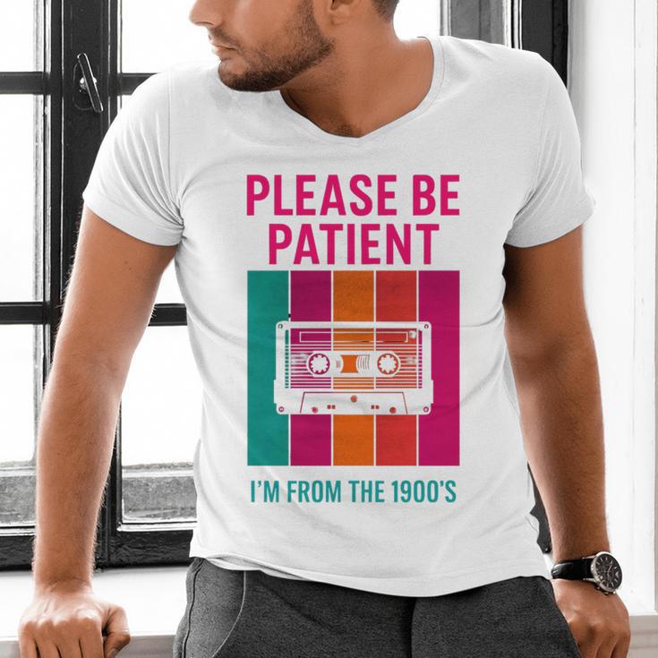 Please Be Patient I'm From The 1900s Retro Cassette Tape Premium Tri-Blend Men's V-Neck T-Shirt Please Be Patient I'm From The 1900s Retro Cassette Tape Premium Tri-Blend Men's V-Neck T-Shirt