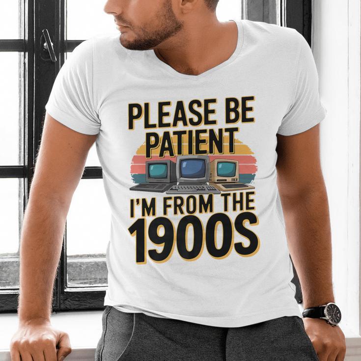 Please Be Patient I'm From The 1900s Retro Computer Premium Men's V-Neck T-Shirt Please Be Patient I'm From The 1900s Retro Computer Premium Men's V-Neck T-Shirt