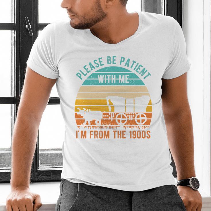 PLEASE BE PATIENT I'M FROM THE 1900s Vintage 1900s 90s Premium Tri-Blend Men's V-Neck T-Shirt PLEASE BE PATIENT I'M FROM THE 1900s Vintage 1900s 90s Premium Tri-Blend Men's V-Neck T-Shirt