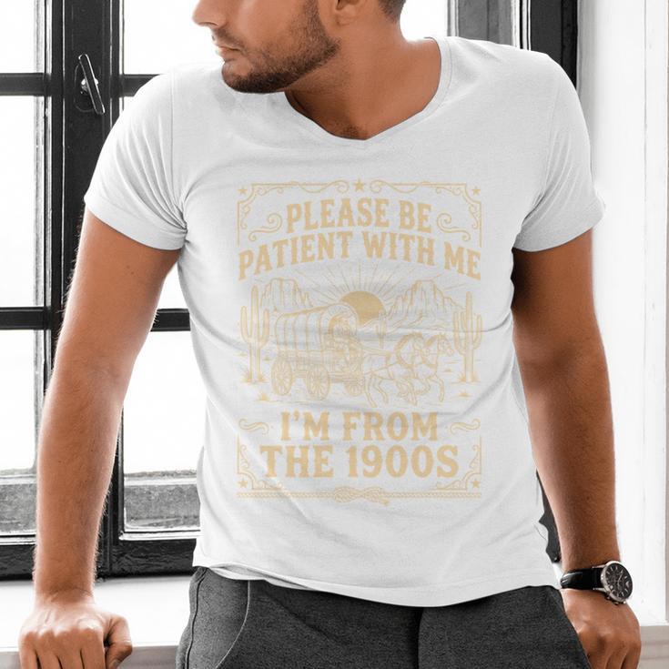 Please Be Patient With Me I'm From The 1900s Vintage Cowboy Men's V-Neck T-Shirt