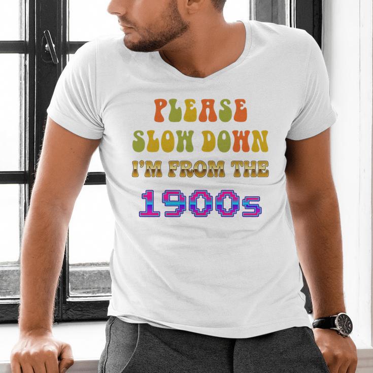 Please Slow Down I'm From The 1900s Retro Vintage 70 Premium Tri-Blend Men's V-Neck T-Shirt