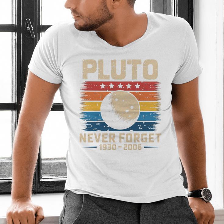 Pluto Never Forget Space Nostalgia Astronomy Humor Men's V-Neck T-Shirt Pluto Never Forget Space Nostalgia Astronomy Humor Men's V-Neck T-Shirt