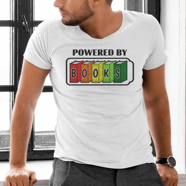 Powered By Books Bookworm Librarian Reading Men's V-Neck T-Shirt Powered By Books Bookworm Librarian Reading Men's V-Neck T-Shirt