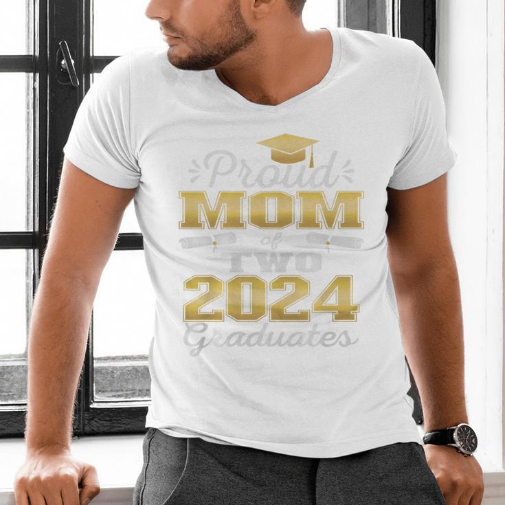 Proud Mom Of Two 2024 Graduate Class 2024 Graduation Family Premium Men's V-Neck T-Shirt