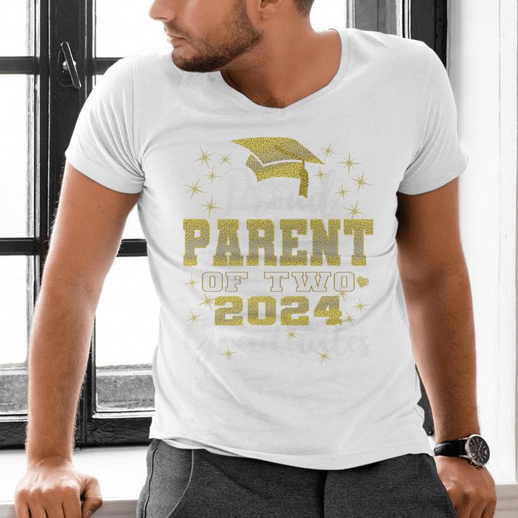 Proud Parent Of Two 2024 Graduate Class 2024 Graduation Premium Men's V-Neck T-Shirt