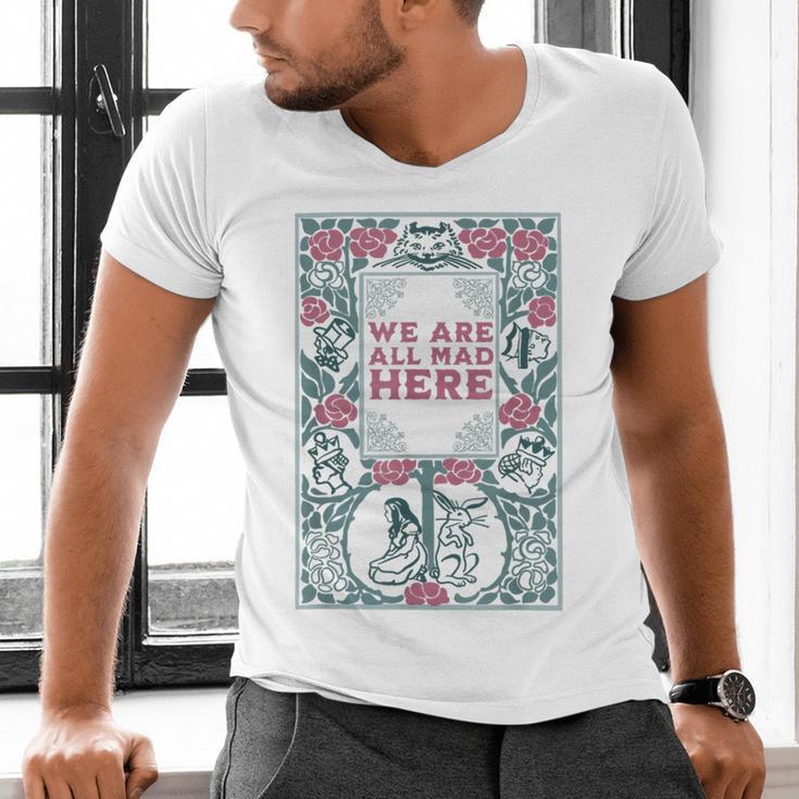 Puddin Threads Cheshire Cat Alice In Wonderland Vintage Book Adults Small Short Sleeve Classic Fit Men's V-Neck T-Shirt
