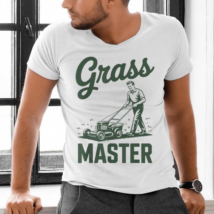 Push Lawn Mower Legend Grass Master Dad Mowing Men's V-Neck T-Shirt