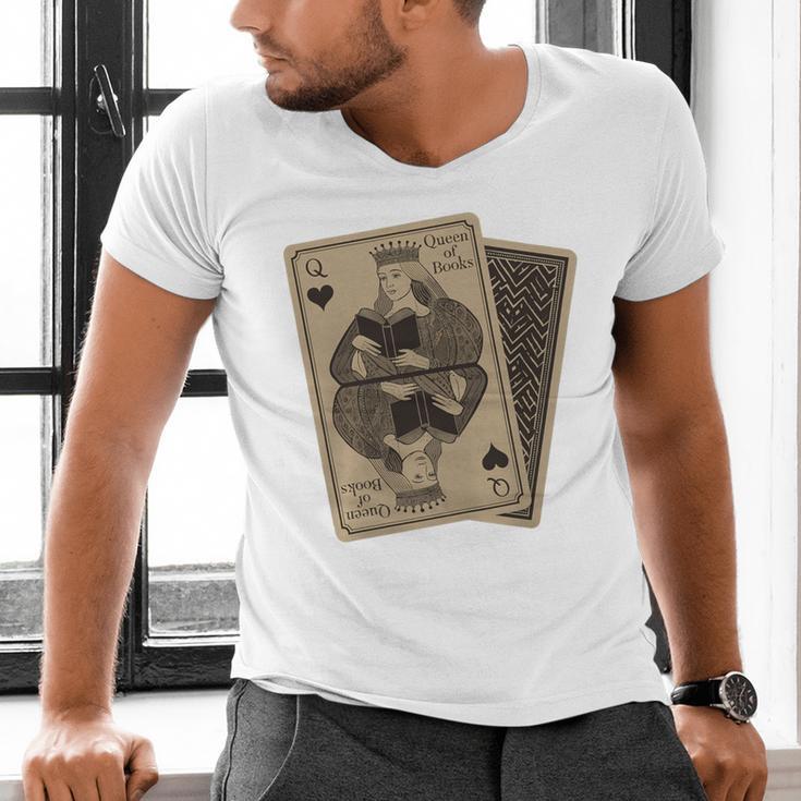 Queen Of Books Playing Card Aesthetic For Book Lovers Premium Tri-Blend Men's V-Neck T-Shirt Queen Of Books Playing Card Aesthetic For Book Lovers Premium Tri-Blend Men's V-Neck T-Shirt