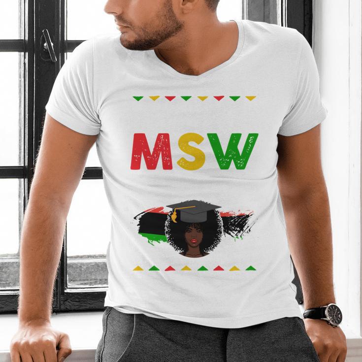 Queen MSW Social Work Grads Masters Graduation Men's V-Neck T-Shirt
