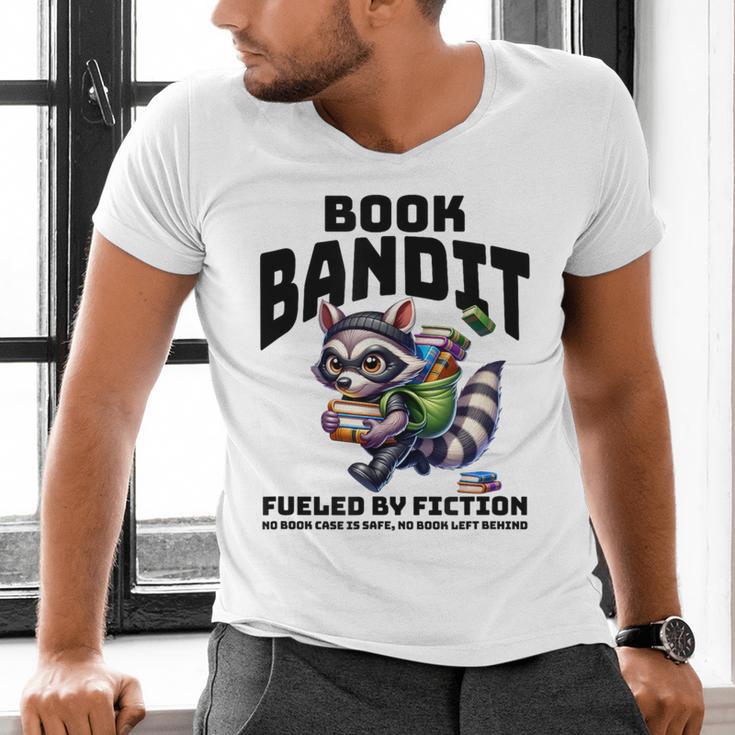 Racoon-Bookworm-Book Bandit-Fueled By Fiction Men's V-Neck T-Shirt
