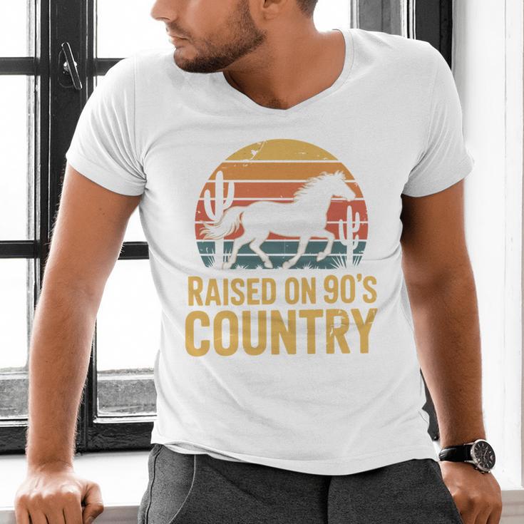Raised On 90’s Country Horse Retro Nostalgia Western Music Men's V-Neck T-Shirt