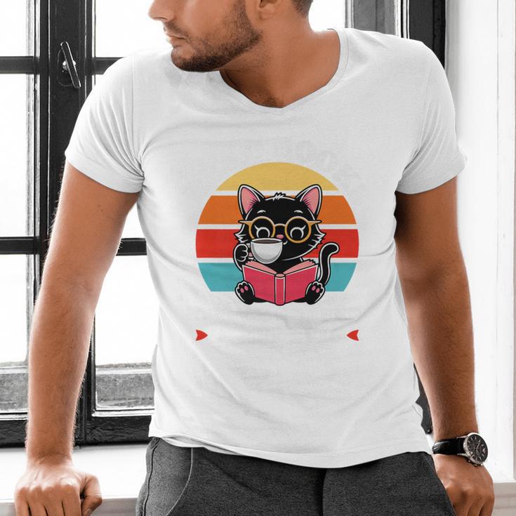 Read Books Drink Coffee Fight Evil Cat Premium Men's V-Neck T-Shirt