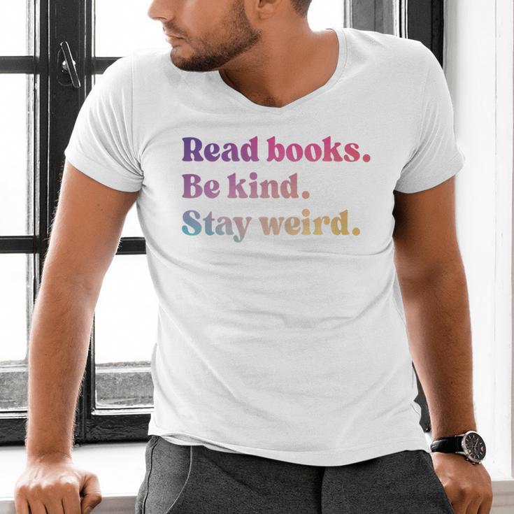Read Books Be Kind Stay Weird Book Lover Premium Tri-Blend Men's V-Neck T-Shirt