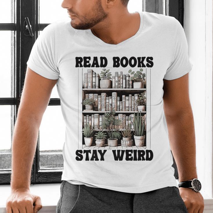 Read Books Stay Weird Book Lover Joke Introvert Reading Premium Men's V-Neck T-Shirt Read Books Stay Weird Book Lover Joke Introvert Reading Premium Men's V-Neck T-Shirt