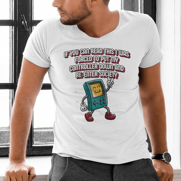 If You Can Read This Gamer Humor Gaming Introvert Raglan Baseball Tee Men's V-Neck T-Shirt If You Can Read This Gamer Humor Gaming Introvert Raglan Baseball Tee Men's V-Neck T-Shirt