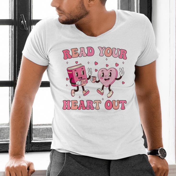 Read Your Heart Out Teacher Valentine Book Men's V-Neck T-Shirt