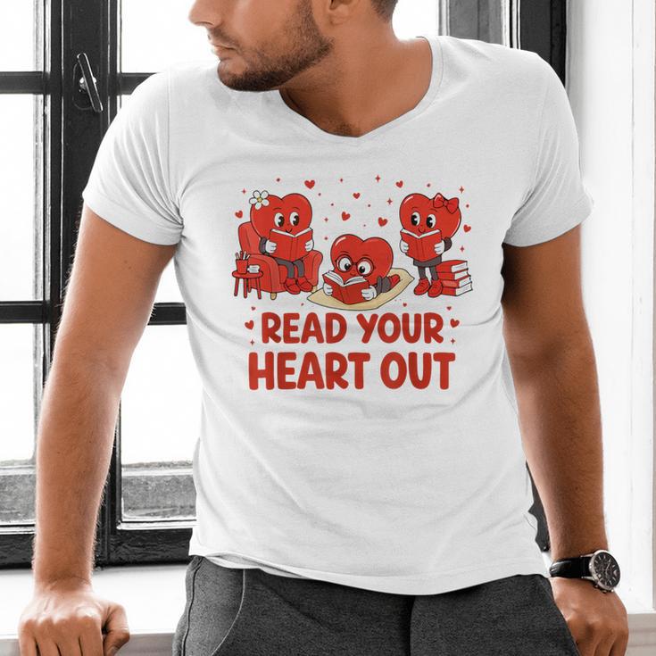Read Your Heart Out Valentine Teacher Bookworm Lover Men's V-Neck T-Shirt