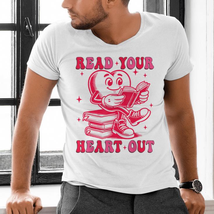 Read Your Heart Out Valentines Day Book Lover Bookish Teach Men's V-Neck T-Shirt Read Your Heart Out Valentines Day Book Lover Bookish Teach Men's V-Neck T-Shirt