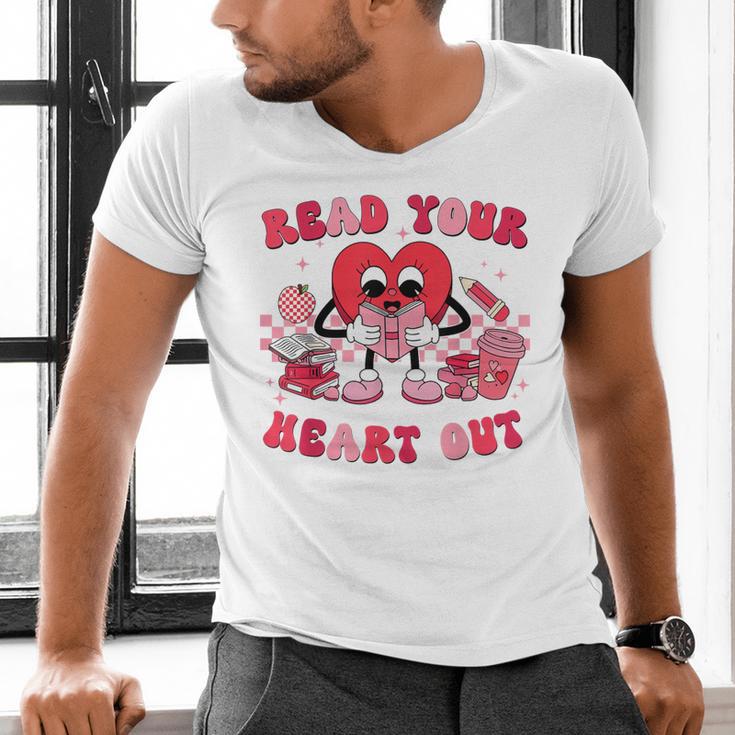 Read Your Heart Out Valentines Day Teachers Book Lovers Men's V-Neck T-Shirt