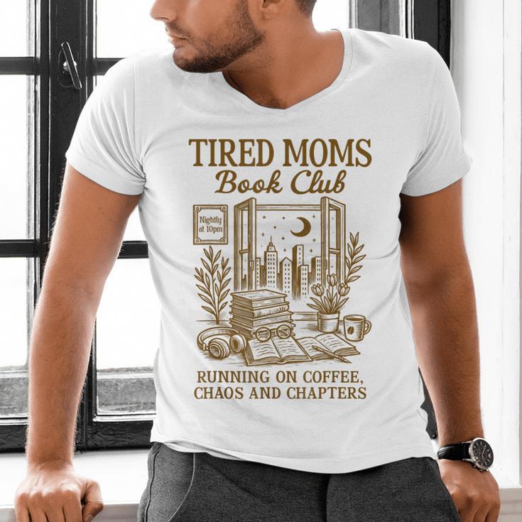 Reading Book Lover Bookish Motherhood Tired Moms Book Club Men's V-Neck T-Shirt