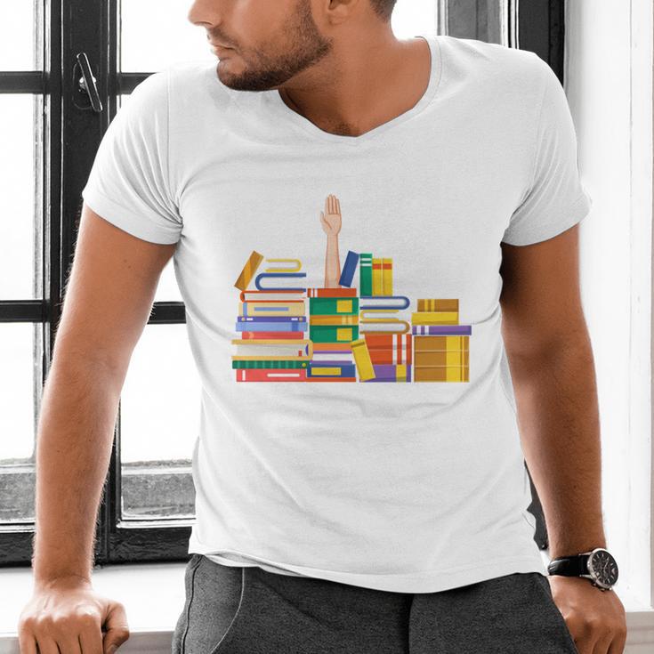 Reading Books Librarian Reader Nerd I'm Ok Teacher Men's V-Neck T-Shirt