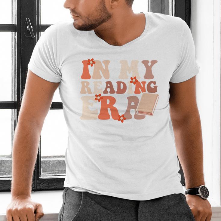 In My Reading Era Groovy Book Lovers Library Reading Women Men's V-Neck T-Shirt