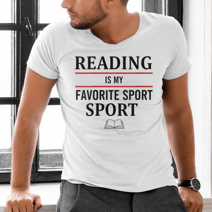 Reading Is My Favorite Sport Book Lover Saying Quote Men's V-Neck T-Shirt Reading Is My Favorite Sport Book Lover Saying Quote Men's V-Neck T-Shirt