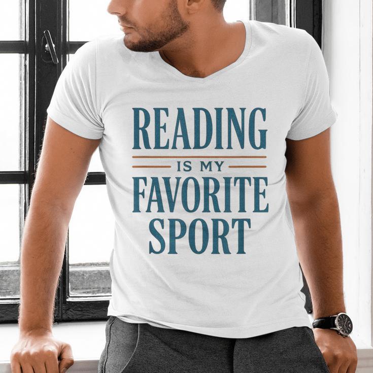 Reading Is My Favorite Sport Literary Book Lover Typography Men's V-Neck T-Shirt Reading Is My Favorite Sport Literary Book Lover Typography Men's V-Neck T-Shirt