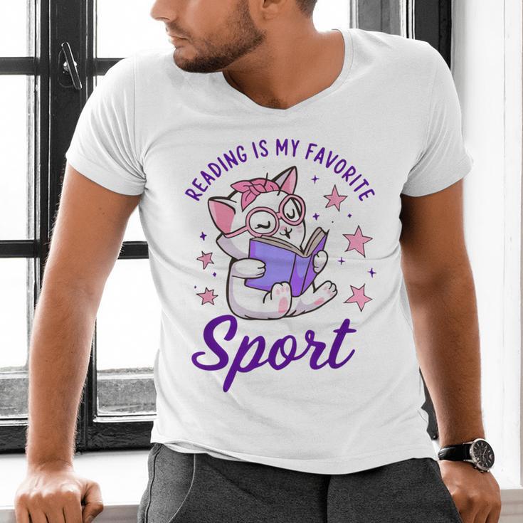 Reading Is My Favorite Sport Saying Quote Book Lovers Men's V-Neck T-Shirt