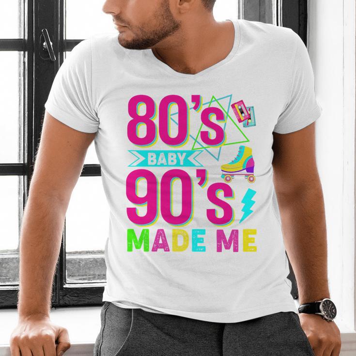 Retro 1980s 80's Baby 1990s 90's Made Me Nostalgia Vibes Premium Tri-Blend Men's V-Neck T-Shirt