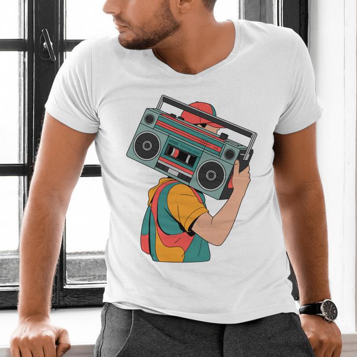 Retro 90s Boombox Nostalgia Party For Music Lovers Men Women Men's V-Neck T-Shirt