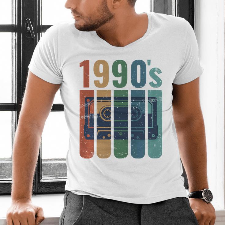 Retro Nineties Style Audio Tape Nostalgia Year 1990 Premium Tri-Blend Men's V-Neck T-Shirt