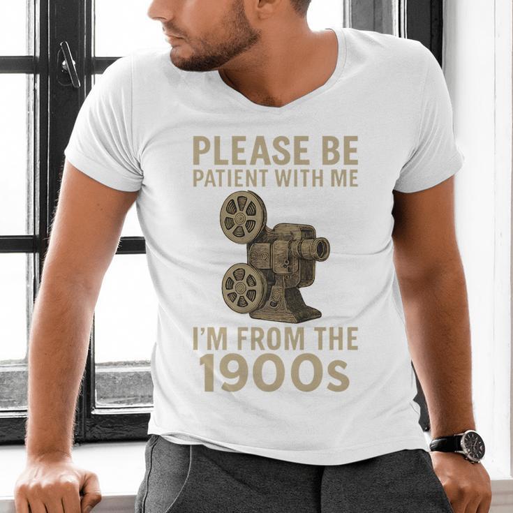 Retro Please Be Patient With Me I'm From The 1900s Projector Premium Men's V-Neck T-Shirt