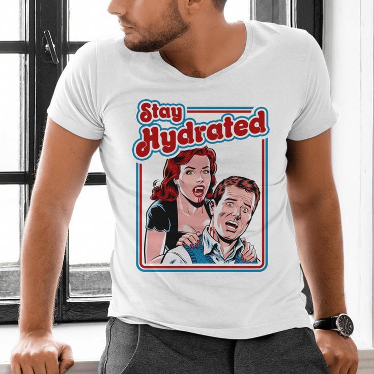 Retro Vampire Book Cover Style Stay Hydrated Halloween Men's V-Neck T-Shirt Retro Vampire Book Cover Style Stay Hydrated Halloween Men's V-Neck T-Shirt