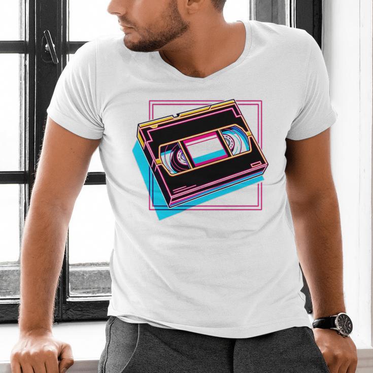 Retro VHS Vaporwave Video Cassette Nostalgia Geek Chic Premium Tri-Blend Men's V-Neck T-Shirt Retro VHS Vaporwave Video Cassette Nostalgia Geek Chic Premium Tri-Blend Men's V-Neck T-Shirt