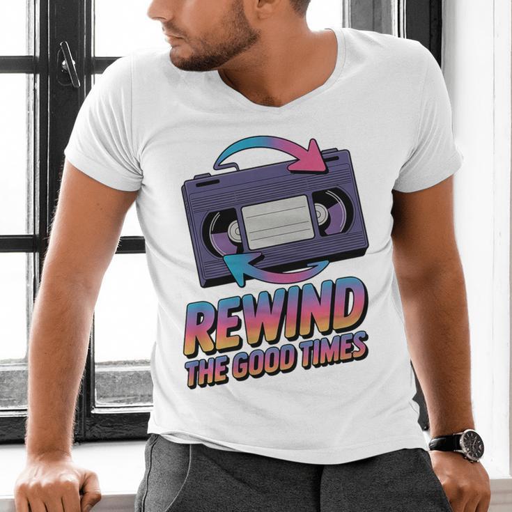 Rewind Good Times Retro VHS Tape Nostalgia 80s 90s Premium Tri-Blend Men's V-Neck T-Shirt Rewind Good Times Retro VHS Tape Nostalgia 80s 90s Premium Tri-Blend Men's V-Neck T-Shirt