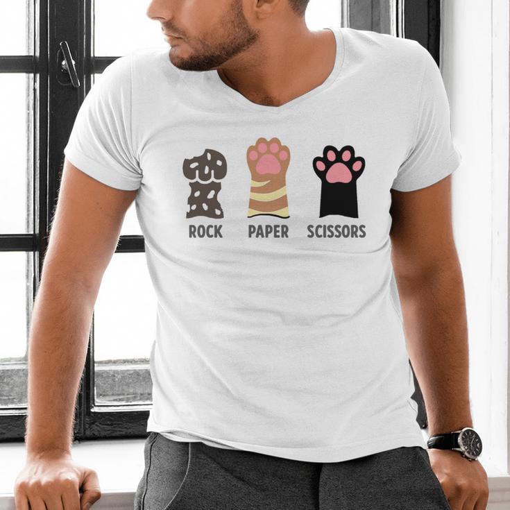 Rock Paper Scissors Hand Game Cute Paw Cat Introvert Men's V-Neck T-Shirt Rock Paper Scissors Hand Game Cute Paw Cat Introvert Men's V-Neck T-Shirt