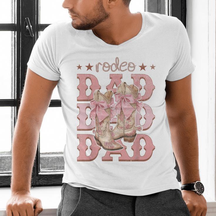 Rodeo Dad Pink Boots Coquette Cow-Girl Birthday Party Men's V-Neck T-Shirt