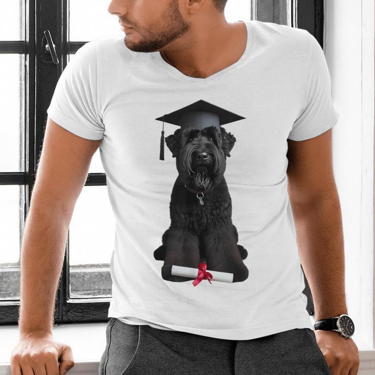 Russian Terrier Dog Graduation Cap Graduate Owner Grad Men's V-Neck T-Shirt