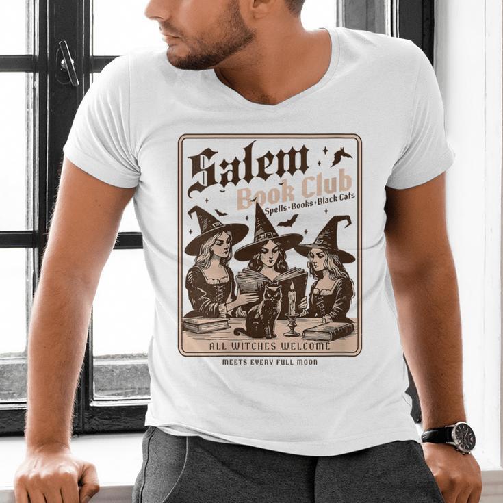 Salem Book Club Bookish Halloween Retro Salem Witch Book Men's V-Neck T-Shirt