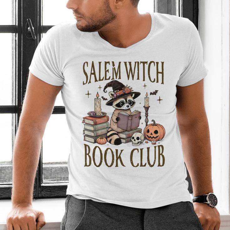 Salem Witch Book Club Raccoon Reading Men's V-Neck T-Shirt