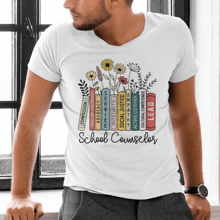 School Counselor Wildflower Book School Counseling Life Men's V-Neck T-Shirt