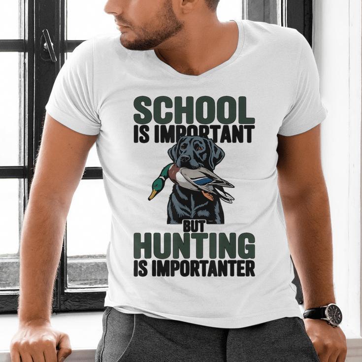 School Important But Hunting Is Importanter Dad Men's V-Neck T-Shirt School Important But Hunting Is Importanter Dad Men's V-Neck T-Shirt