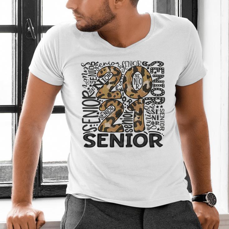 Senior 2021 Grad Class Of 2021 Graduation Leopard Cheetah Men's V-Neck T-Shirt