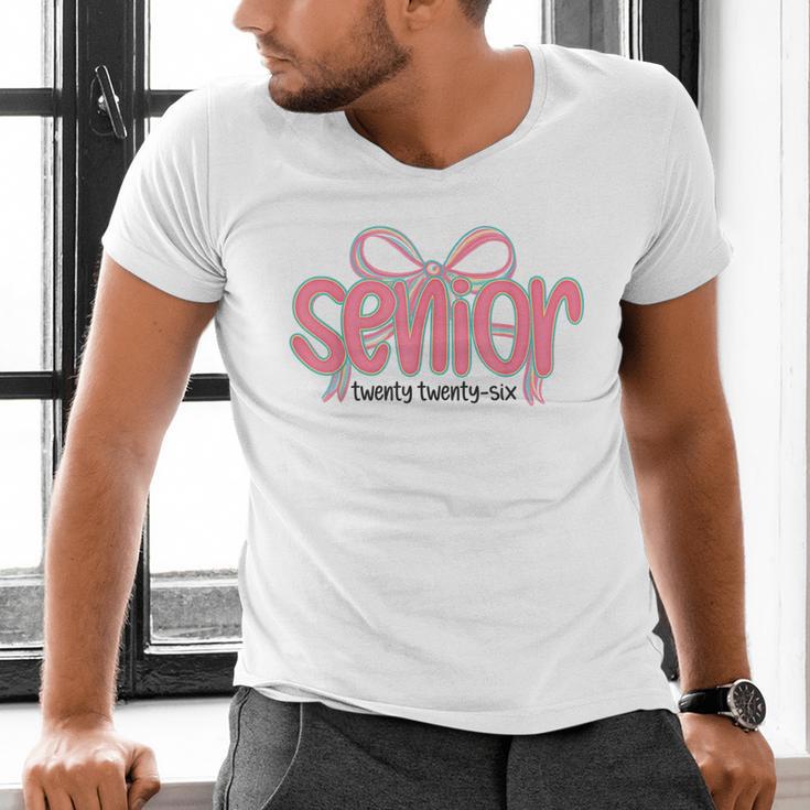Senior 2026 Coquette Pink Bow Graduation 2026 Class Of 2026 Men's V-Neck T-Shirt