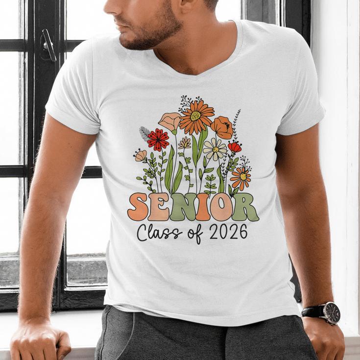 Senior 2026 Graduate Class Of 2026 Wildflowers Graduation Men's V-Neck T-Shirt