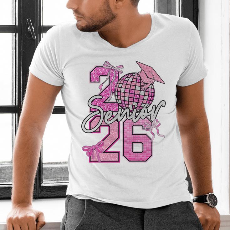 Senior 2026 Graduation Girls Coquette Pink Bow Class Of 2026 Premium Men's V-Neck T-Shirt