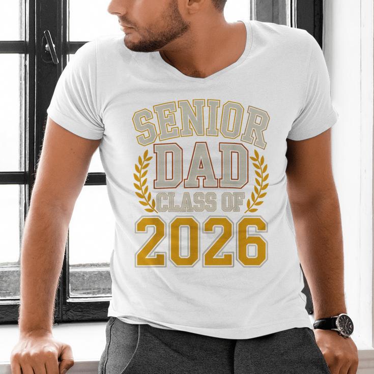 Senior Dad Class Of 2026 Purple Yellow Vintage Graduation Men's V-Neck T-Shirt