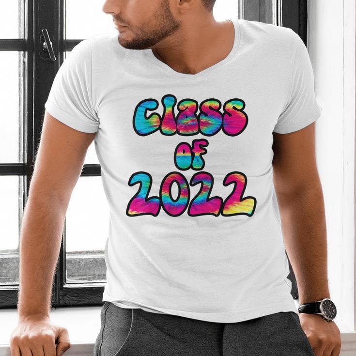 Senior Year 2022 Class Of 2022 Graduation Tie Dye Groovy Men's V-Neck T-Shirt